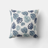 Monogram Tropische Palm Navy Blauw Goud Bruiloft Kussen (Achterkant)