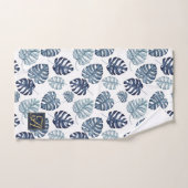 Monogram Tropische Palm Navy Blauwe Gouden Trouw Bad Handdoek (Handdoek)