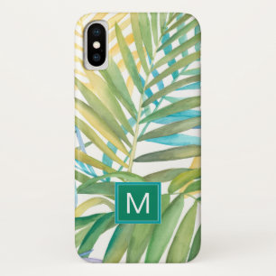 Monogram   Tropische palmbladeren iPhone X Hoesje