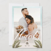 Monogram tropische palmbladeren Fotopalmen Bedankkaart (Voorkant)