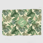 Monogram tropische palmbladeren golfhanddoek (Horizontaal)