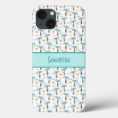 Monogram Tropische palmbomen Zonnestrand Blauwgroe Case-Mate iPhone Case (Achterkant)