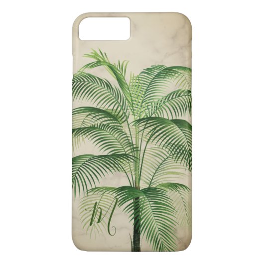  monogram tropische palmboom elegant marmer Case-Mate iPhone case (Achterkant)