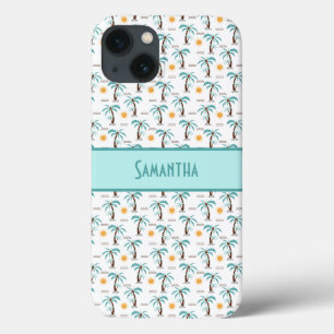 Monogram Tropische Palmboom Zonneschijn Strand Tea iPhone 13 Hoesje