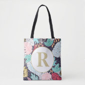 Monogram Tropische vormen Collage Pattern Canvas t Tote Bag (Voorkant)