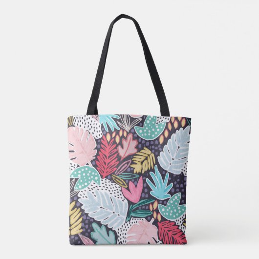 Monogram Tropische vormen Collage Pattern Canvas t Tote Bag (Achterkant)