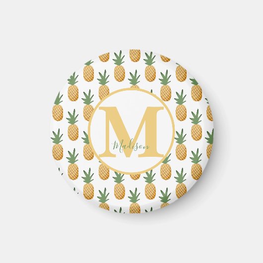 Monogram tropische Waterverf ananas Magneet (Voorkant)