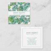 Monogram tropische Waterverf palmbladeren botanisc Vierkante Visitekaartje (Voorkant / Achterkant)