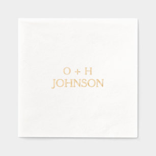 Monogram Trouw Elegant Minimalistisch Goud Folie Servetten