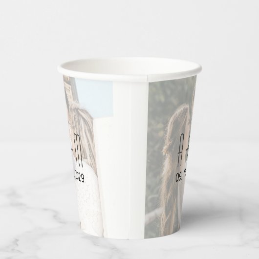 Monogram Trouwfoto Papieren bekers (Rechts)