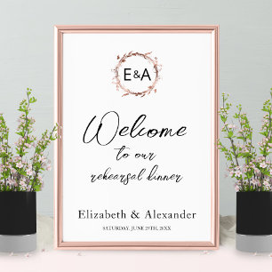 Monogram Trouwrepetie Eetkamer Welkomstbord Schuim Poster