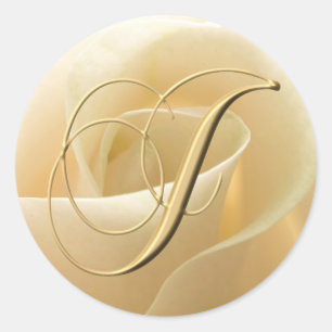 Monogram trouwstickers - letter J Ronde Sticker