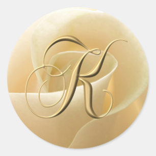 Monogram trouwstickers - letter K Ronde Sticker