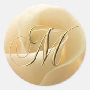 Monogram trouwstickers - letter M Ronde Sticker