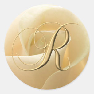 Monogram trouwstickers - letter R Ronde Sticker