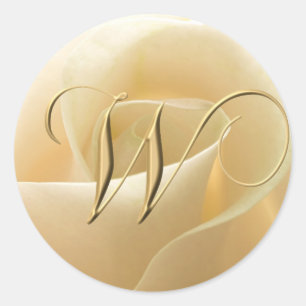 Monogram trouwstickers - letter W Ronde Sticker