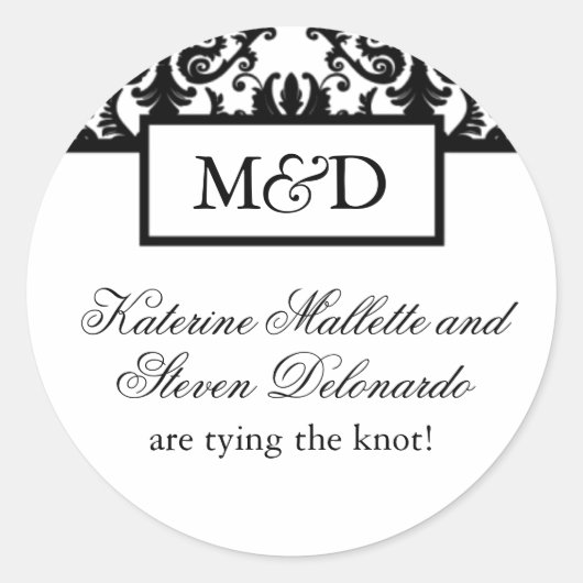 Monogram trouwstickers ronde sticker (Voorkant)