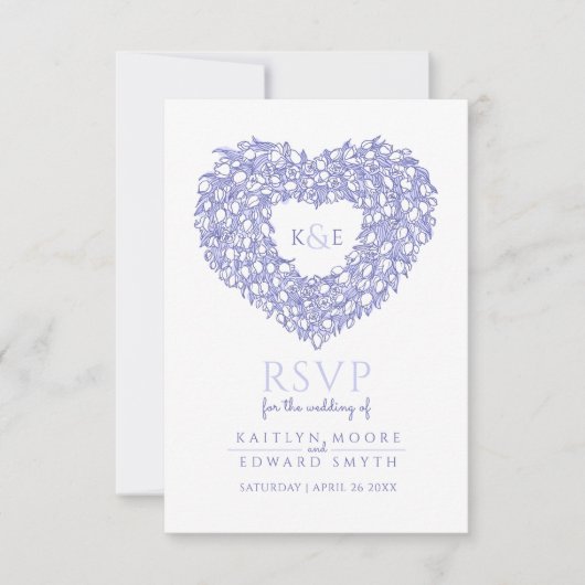monogram tulip flower heart rsvp wedding (Devant)