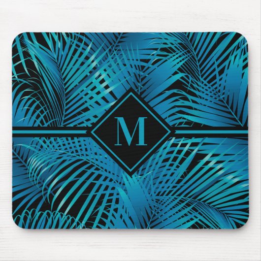 Monogram Turquoise Black Palms Muismat (Voorkant)