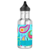 Monogram Turquoise Blue Modern Paisley Pattern Waterfles (Rechts)