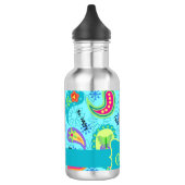 Monogram Turquoise Blue Modern Paisley Pattern Waterfles (Links)
