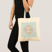 Monogram Turquoise Chevron Zigzag Custom Canvas ta Tote Bag (Voorkant (product))