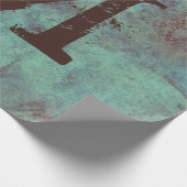 Monogram Turquoise Copper Rustic Texture Grunge Cadeaupapier (Hoek)