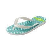 Monogram Turquoise en Green Whales Square Kinder Teenslippers (Schuin)