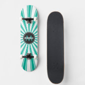 Monogram Turquoise Funky Sun Rays Pattern Skateboard (Voorkant)