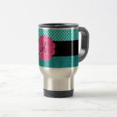 Monogram turquoise glitter reisbeker (Voorkant rechts)