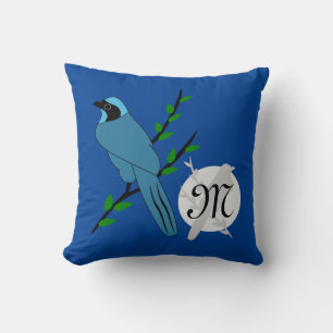 Monogram Turquoise Jay Bird Kussen