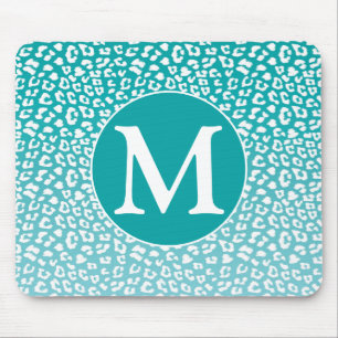 Monogram Turquoise Leopard Print Muismat