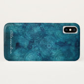 Monogram Turquoise Mandala Waterverf Pattern Case-Mate iPhone Case (Achterkant (horizontaal))