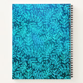 Monogram turquoise modern bladbladbladpatroon notitieboek (Achterkant)