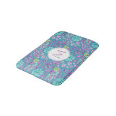 Monogram Turquoise Paars Floral Pattern Badmat (Gekanteld)