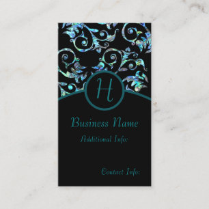 Monogram Turquoise Pearl Floral Visitekaartje 2