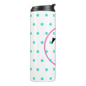 Monogram Turquoise Polka Dots Thermosbeker (Gedraaid links)