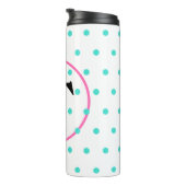 Monogram Turquoise Polka Dots Thermosbeker (Geroteerd rechts)