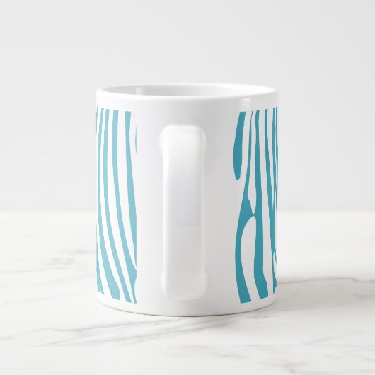Monogram Turquoise Striped Zebra Pattern Trendy Extra Grote Beker (Achterkant)