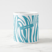 Monogram Turquoise Striped Zebra Pattern Trendy Extra Grote Beker (Voorkant)