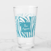 Monogram Turquoise Striped Zebra Pattern Trendy Glas (Achterkant)