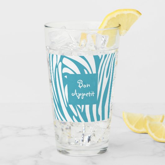 Monogram Turquoise Striped Zebra Pattern Trendy Glas (Achterkant ijs)