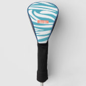 Monogram Turquoise Striped Zebra Pattern Trendy Golfheadcover (Voorkant)