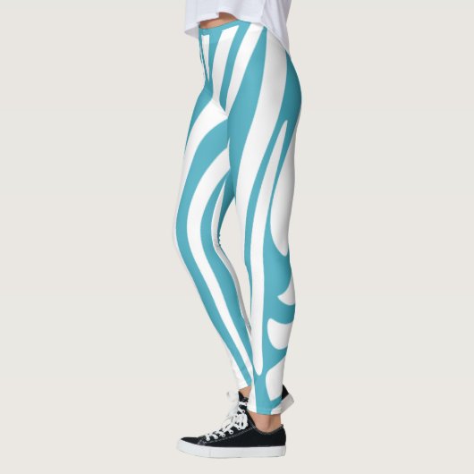 Monogram Turquoise Striped Zebra Pattern Trendy Leggings (Links)