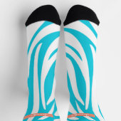 Monogram Turquoise Striped Zebra Pattern Trendy Sokken (Top)