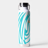 Monogram Turquoise Striped Zebra Pattern Trendy Waterfles (Voorkant)