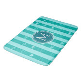 Monogram Turquoise Stripes Modern Heart Pattern Badmat (Gekanteld)