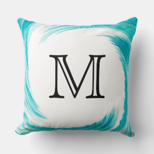 Monogram Turquoise Swirl Abstract Kussen