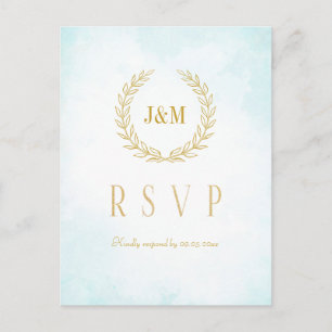 Monogram Turquoise Wedding Meal Choice RSVP Briefkaart