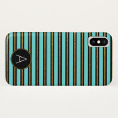 Monogram turquoise, zwart en goudfolie gestreept Case-Mate iPhone case (Achterkant (horizontaal))
